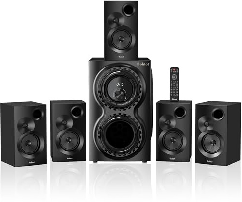 Sistema de sonido de cine en casa 5.1 sistemas de sonido envolvente – 1400 vatios de potencia máxima de 12 pulgadas, subwoofer fuerte graves 5.1 con cable audio doméstico estéreo con Bluetooth HDMI