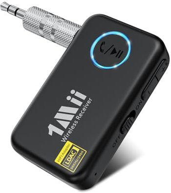 1Mii LDAC Bluetooth Aux Adapter for Car, Wireless Bluetooth 5.3 Receiver with Volume Control, 10H Battery Life, Hands Free Calls, Use in Car/Home Stereo/Wired Headphones/Speaker