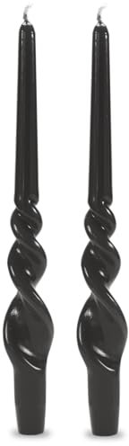 Set da 2 Candele da candelabro voluta laccata lavorazione artigianale - Home Decor Collection - Altezza 30 cm - Cereria Di Giorgio - Colore Nero