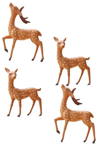 WHAMVOX 4pcs Miniature Deer Figurines Cake Decorations Deer Toy Christmas Decorations Small Reindeer Ornaments