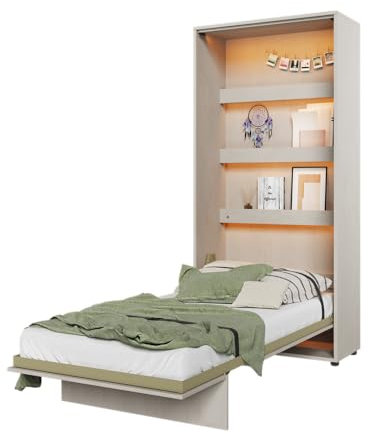 Friderik Concept JUNIOR 90 x 200 CJ-02 fällbar väggsäng vertikal skåpsäng, 101 x 217 x 46 cm (med LED)