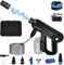 Nettoyeur haute pression sans fil pour batterie Makita 18 V, 3 niveaux max. 220 bar, 5 en 1, spirale de surélévation de pression, buse mobile, tuyau de 5 m (noir, avec 1 batterie)