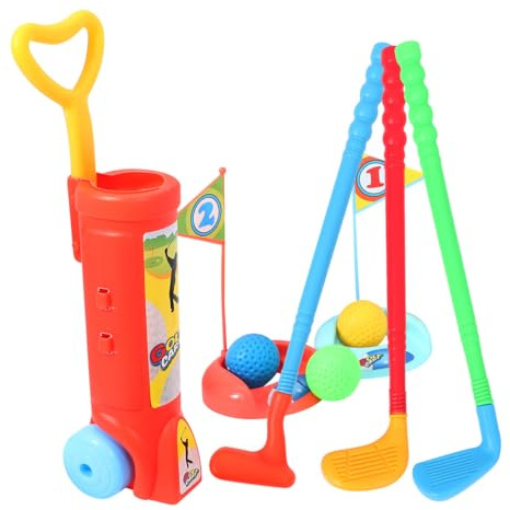 Toddmomy Ensemble De Golf pour Enfants avec 3 Clubs en Plastique 3 Balles 2 Drapeaux Et 2 Trous Jouet d'exercice en Plein Air pour Développement Physique Et Patience