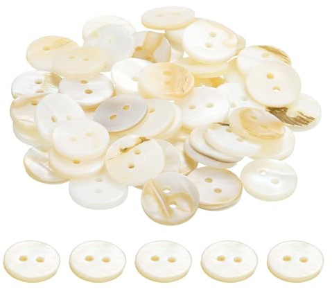 PATIKIL 50 Pcs 15mm Mother of Pearl Buttons, 2 Holes MOP Natural Pearl Shell Buttons for Sewing Clothes Coat Suits Shirt DIY Craft Decoration, Cream White
