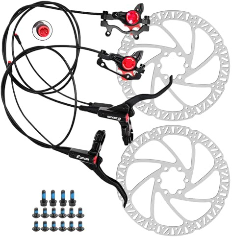 JFOYH Kit de Freno Hidráulico para eBike – Sensor de Corte 2/3 Pin Impermeable, Manetas y Pinzas Pre-Purgadas con Aceite Mineral, Discos de 160 mm, Fácil Instalación