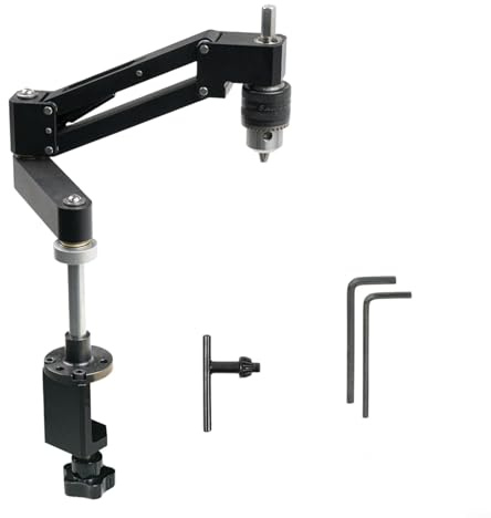 Soporte voladizo de aleación de aluminio CNC para taladro de mano, brazo de soporte vertical horizontal, plantilla ajustable multiángulo para tareas de enhebrado de precisión de bricolaje