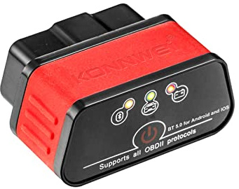 Domary KW903 BT 5.0 Herramienta de Escáner de Diagnóstico Automóvil OBD2 Inalámbrico Probador Lector Código Falla Motor Compacto para Dispositivos iOS Todos los Veh (Rojo)