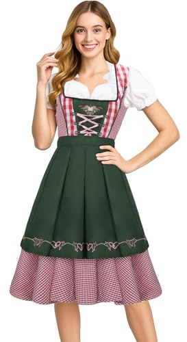 NUWIND Femme Robe Traditionelle de Bavière Allemande Costume Bavarois pour Oktoberfest Fete D'Octobre Carnaval Set Dirndl Costume Allemand Festival Vêtements Halloween Party Déguisement Tenue (M)