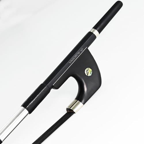 German Style Carbon Fiber Upright Double Bass Bow 1/4 Size VINGOBOW 100BGB Professional Level Parisian Eyes Ebony Frog Deep Powerful Tone Black Horse Hair Pernambuco Performance Warm Tone
