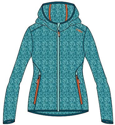 CMP ERROR:#N/A Kinder-knit-tech-jacke Knit-Tech Kinder Jacke Mit Fester Kapuze, Acqua-Campari, 128 EU