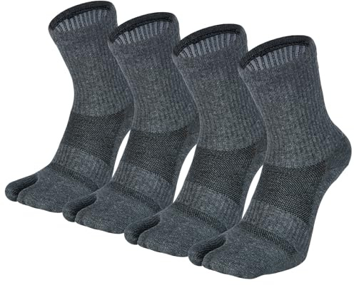 Fasot Men Tabi Socks Split Toe Sandal Flip Flop Sand Ninja Japan Crew Cotton 4 Pack