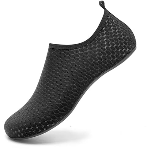 Steppli Water Shoes Beach Swim Pool Sea Surf Aqua Socks Quick-Dry Breathable Weitsuit Non Slip Lightweight Shoes for Men Women Black EU46/47=UK10.5/11.0