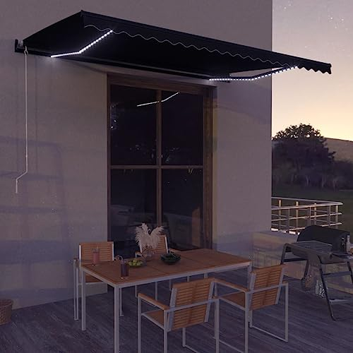 Einziehbare Markise mit Windsensor & LED 600x300cm Anthrazit,3051260