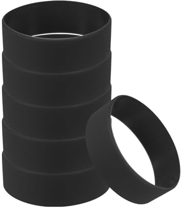 PATIKIL Silicone Bracelets, 6 Pack Rubber Elastic Colored Blank Broaden Wristbands Stretch Sports Bands for Adults Teen Sports Team Games, Black