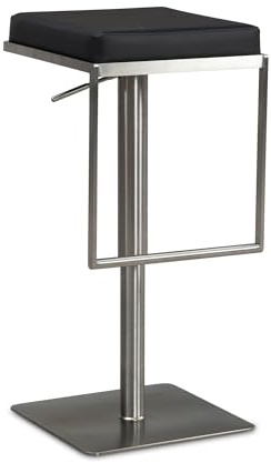 Wohnling Barhocker Schwarz Kunstleder Edelstahl Design Barstuhl Modern, Tresenstuhl Drehbar Gepolstert, Bistrohocker Metall Hoch, Thekenhocker Höhenverstellbar, Hoher Hocker für Bar