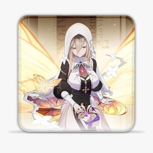 LJSPTU Gaming Mouse Mat Houkai Gakuen Aponia Portable (8-inch Heat-Resistant Stitched Edges Non-Slip Base 360° Smooth Tracking for Esports, Compact for Travel Gaming Setup