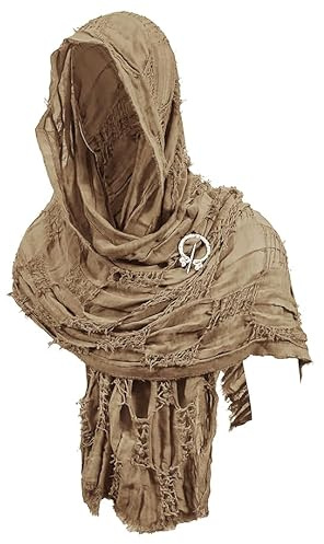 YJZQ Châle à Capuche Foulard Capote post-apocalyptique Châle médiéval Renaissance Écharpe Grande Cagoule Unisexe Serviette en Keffieh Outdoor 185x52CM