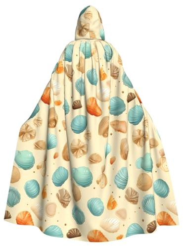 WHJDPP Beach Shell Sand Printing Adult Hooded Cloak is a super large, comfortable, and durable Halloween hooded poncho