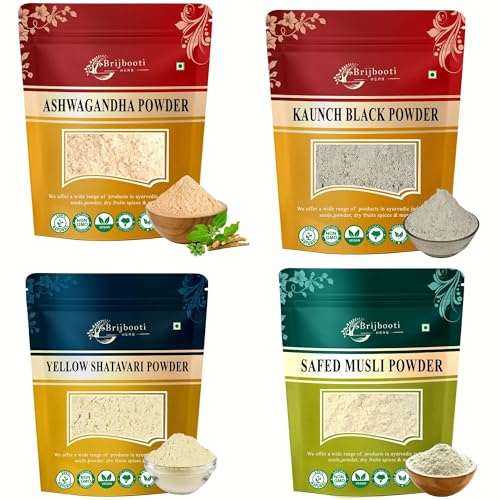 Birju Mahavir Combo Pack of Safed Musli - Ashwagandha - Kaunch - Shatavari Powder 100 GR Each