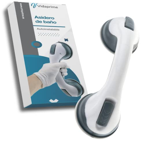VidaPrime ASA de Seguridad para Baño Autoinstalable - Asidero Ventosa Fuerte - Agarrador Ducha para Personas Mayores - Barra de Fácil Instalación 30cm