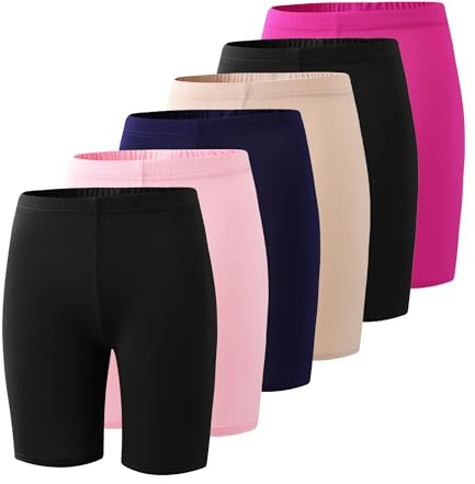 Deuerr Girls Dance Yoga Shorts Spandex Kids Volleyball Bike Athletic Shorts Girls Compression Shorts for Gym Activewear 6 Pack mixColor for 7-8 Years
