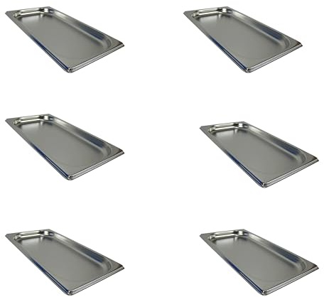 AcMax 6 contenitori per gas GN 1/3, in acciaio inox, 0,75 litri, profondità 20 mm, Gastronorm