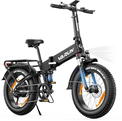 VARUN Bici Elettrica Pieghevole, 20''*4.0 Fat Tire Bicicletta Elettrica Uomo/Donna, 48V 13Ah Batteria Rimovibile, Autonomia 60-120Km, Doppia Sospensione, 7 Velocità EBike per All-Terrain