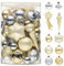 Valery Madelyn 60 stück Weihnachtskugeln für Weihnachtsdeko,Weiß Gold Christbaumkugeln Set Weihnachtskugel Bruchsicher,Weihnachtsbaumschmuck Christbaumschmuck mit Aufhänger,Deko Weihnachten