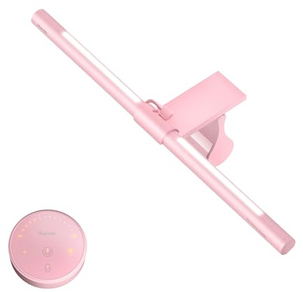 Quntis Rosa Computer Monitor Lampe mit Hintergrundbeleuchtung Fernbedienung, 40cm Curved Monitor Light Bar, Augenschonende Bildschirmlampe LED, Geschenke für Frauen Mädchen, Bürolampe für HomeOffice