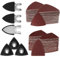 156 Stück Multitool Schleifplatte Zubehör Kit, 3 Finger Schleifpads und 3 Dreieck Schleifteller, mit 150 Schleifpapier (75 Blatt 80x80mm und 75 Blatt 50x40mm) 60/80/100/120/240er Körnung