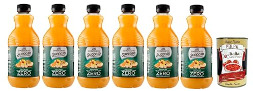 San Benedetto Succoso Zero Frutta Mix PET 6 x 90 cl, mélange de fruits PET sans sucre, jus de fruits, mélange de jus de fruits, sans sucre + Italian Gourmet Polpa 400 g