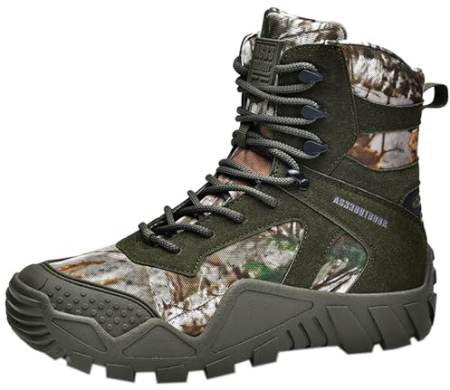 CHICMARK Bottes de combat durables pour homme, bottes de chasse/chaussures de randonnée imperméables antidérapantes pour l'aventure, Camouflage vert., 47 EU