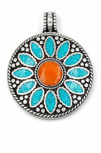 Collana Donna Tibetana – Pendente Floreale Ambra e Turchese – Gioiello Boho Artigianale – Amuleto Etnico – Regalo Spirituale Femminile