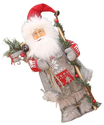 Figura decorativa de Papá Noel de 12 pulgadas de alto, decoración de Navidad para repisas, estante de escritorio, para interiores y exteriores