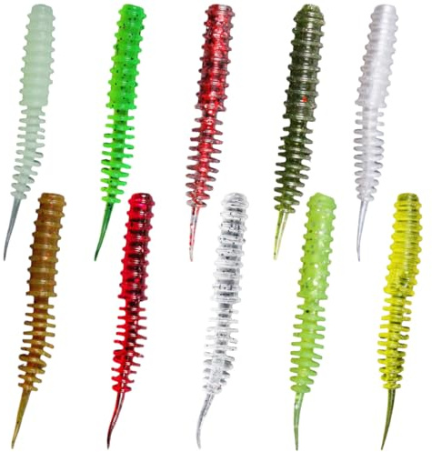 DIFLAX 30 Pezzi Esche Artificiali da Pesca Realistiche Swimbaits Pesca Lure Morbida per Pesca in Silicone Esca per Pesca Trota Spigola Esche di Plastica Attrezzatura da Pesca (10 Colori)