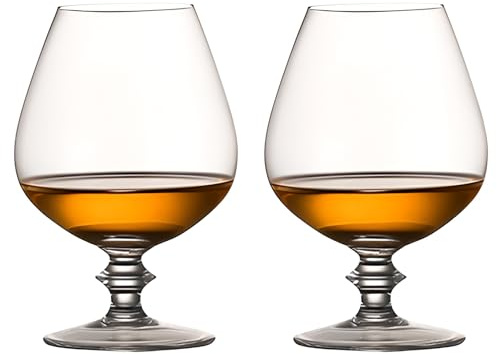 LamChyar Brandy Snifter Glasses Set of 2, Crystal Cognac Glasses for Whiskey Brandy Cocktail, Handcrafted Brandy/Cognac Snifter Glasses, 13.5 Oz