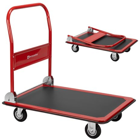 Werkzeugkönig Plattformwagen 300kg Traglast - Transportwagen klappbar - Anti-Rutsch Ladefläche - Vollgummirollen - Außenmaß 91 x 62 cm