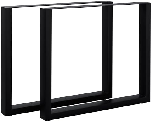 CLP Patas de Mesa de Metal Negras 2 Unidades Ilkan, Set de estructuras para Mesa DIY, Estructura de Mesa con Recubrimiento en Polvo, Color:Negro, Tamaño:80 cm