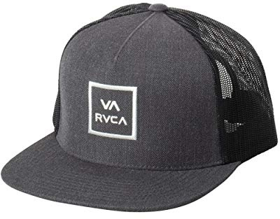 RVCA Men's Adjustable Snapback Hat, Trucker/Charcoal Heather/Black, 1SZ