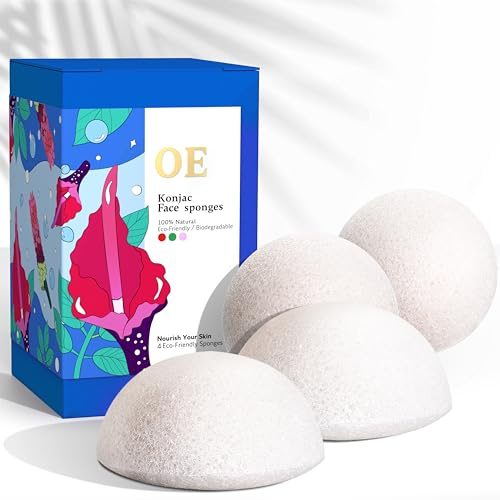 Konjac Sponge Face for Cleansing | Vegan + Microplastic Free | 100% Natural Plant Based | Non-Toxic | Sustainable Biodegradable | Eco-Friendly | Plastic Free Packaging