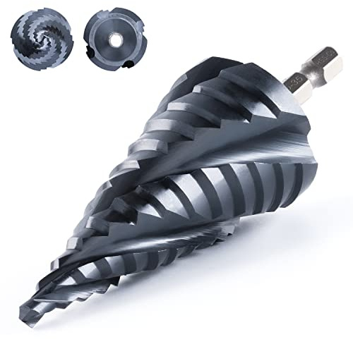 toolant® Kobalt HSS Stufenbohrer [6,35mm Schaft] - Ø 5-35mm Vier Spiralnuten Stufenbohrer,für Metall, Edelstahl, Kunststoff, Holz - 13 Stufen Konusbohrer