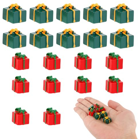 20 Stück Weihnachtsbaum Mini Boxen Ornament, Farbig Mini Geschenkboxen aus Kunstharz Weihnachtliche Miniatur Ornamente für Weihnachtsbaumdekoration DIY Kunsthandwerk