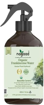 Nagaad Organic Frankincense Boswellia Carterii Floral Water Mist - 100% Organic USDA Certified Aroma Floral Hydrosol for Skin Relaxation, Toning, Aromatherapy, Hydration, Anti-Ageing - 480 ml