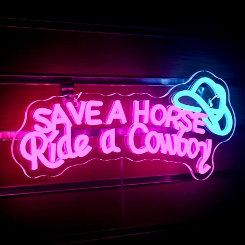 Ineonlife Save a Horse Ride a Cowboy Signo de neón para la decoración de la pared Dimmable Led Signos USB Luz de neón para la sala de estar Man Cave Bar Recreación Room Decoration
