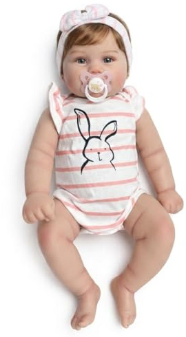 MineeQu Cabello enraizado Realista Muñecas bebé Reborn 43CM Vinilo Cuerpo Entero Anatómicamente Correcto Doll bebé recién Nacido Sonriente Coleccionable Muñeco niñas Arte Seguro para niños de 3+ años