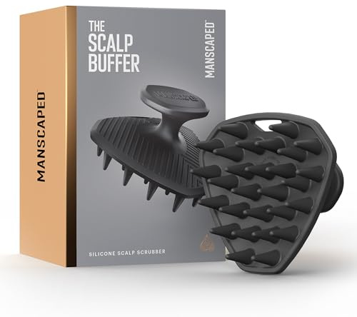 MANSCAPED® The Scalp Buffer Men’s Silicone Head Scrubber – Premium Cleansing & Exfoliating Hair Brush, Ergonomic Handheld Design for Gentle Scalp Massage (1-Pack)