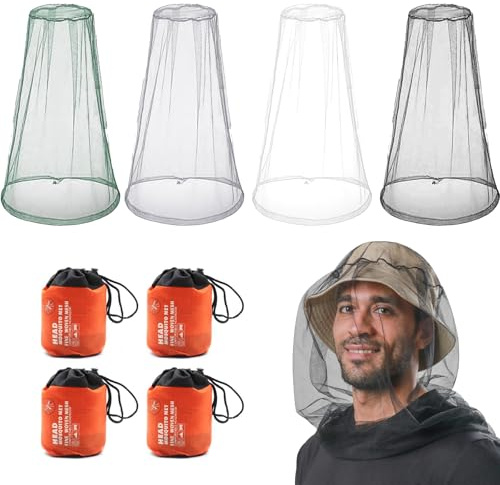 DKDDSSS 4 Pièces Chapeau de Pêche avec Moustiquaire, Casquette Anti-Moustique avec Filet pour Apiculture et Camping