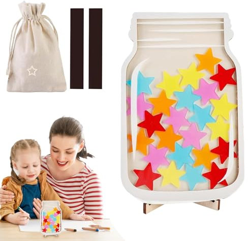Magnetisches Sternbelohnungsglas, Belohnungssystem, Belohnungssystem, Belohnungstopf, wiederverwendbar, magnetische Stern-Belohnungstafel für Kinder, Schule, Familie