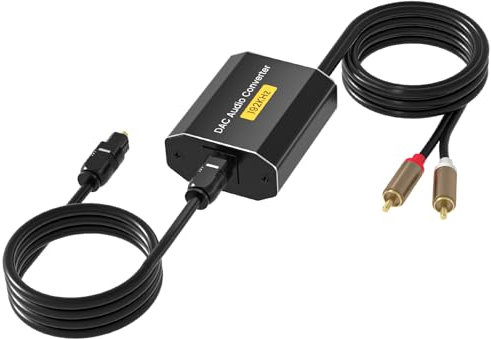 DAC Digital zu Analog Wandler Audio Konverter,Ozvavzk 192KHz DA Wandler SPDIF Optisch Toslink zu Analog RCA Audio mit RCA Männlich und Optischem Kabel für HDTV DVD Blu-ray Sky Spielekonsole