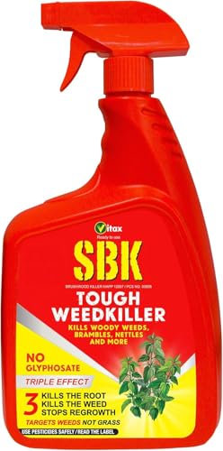 Vitax SBK Brushwood Tough Weed Brambles Thistles & Tree Stump Killer Glyphosate-free-Treating Tree Stumps, Woody Weeds and Hardwood Saplings Prevent Regrowth & Safe for Grass- Ready To Use (1 Litre)